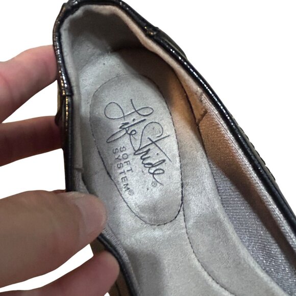 LifeStride Womens Black Patent Slip-On Flats With Elastic Straps 6 LIFE-BLACK-6 - Picture 6 of 7